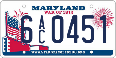 MD license plate 6AC0451