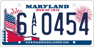 MD license plate 6AC0454