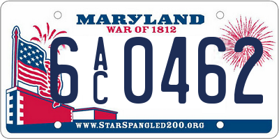 MD license plate 6AC0462
