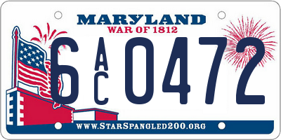 MD license plate 6AC0472