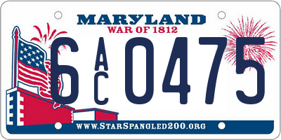 MD license plate 6AC0475