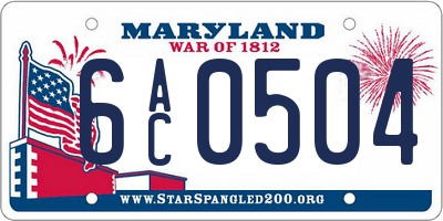 MD license plate 6AC0504
