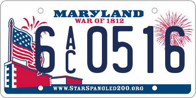 MD license plate 6AC0516