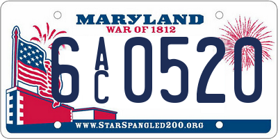 MD license plate 6AC0520