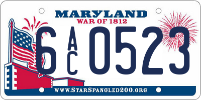 MD license plate 6AC0523