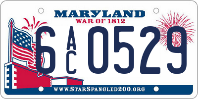 MD license plate 6AC0529