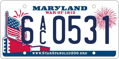 MD license plate 6AC0531