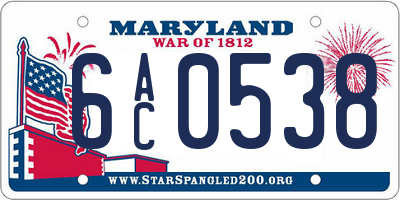 MD license plate 6AC0538