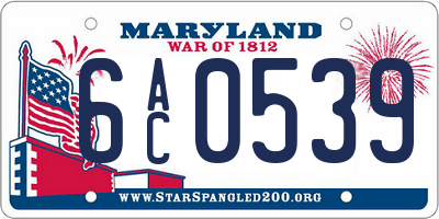 MD license plate 6AC0539