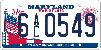 MD license plate 6AC0549