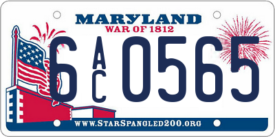 MD license plate 6AC0565