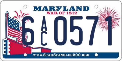 MD license plate 6AC0571