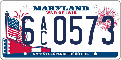 MD license plate 6AC0573