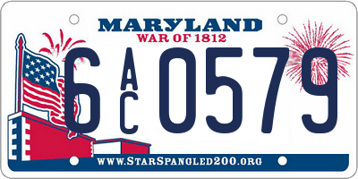 MD license plate 6AC0579