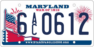 MD license plate 6AC0612