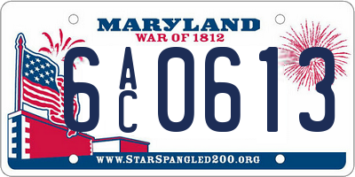MD license plate 6AC0613
