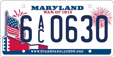 MD license plate 6AC0630