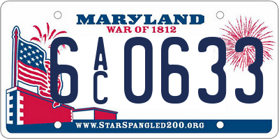 MD license plate 6AC0633