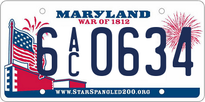 MD license plate 6AC0634
