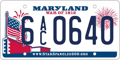 MD license plate 6AC0640