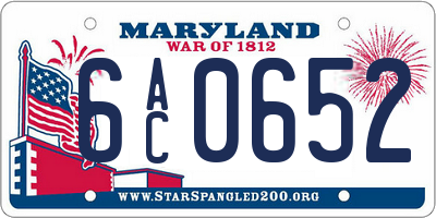 MD license plate 6AC0652