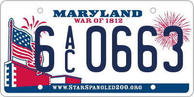 MD license plate 6AC0663