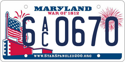 MD license plate 6AC0670