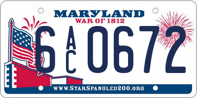 MD license plate 6AC0672