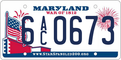 MD license plate 6AC0673