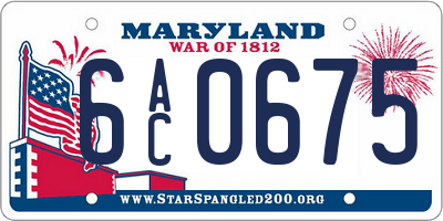 MD license plate 6AC0675