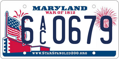 MD license plate 6AC0679