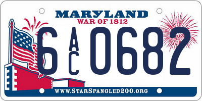 MD license plate 6AC0682