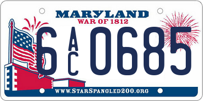 MD license plate 6AC0685