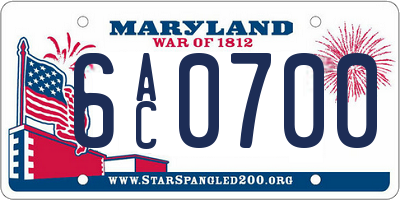 MD license plate 6AC0700