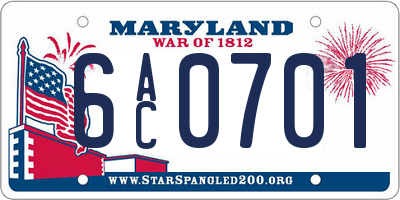 MD license plate 6AC0701
