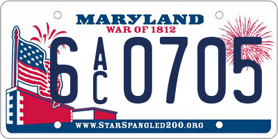 MD license plate 6AC0705