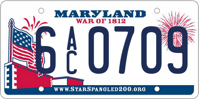 MD license plate 6AC0709