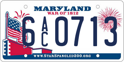 MD license plate 6AC0713