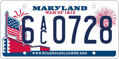 MD license plate 6AC0728