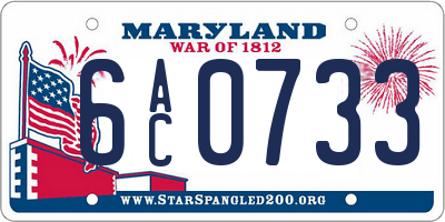MD license plate 6AC0733