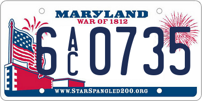 MD license plate 6AC0735
