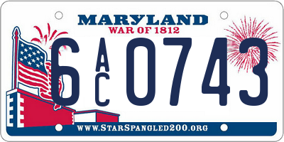 MD license plate 6AC0743