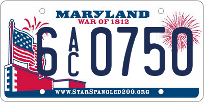 MD license plate 6AC0750