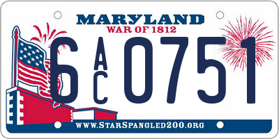 MD license plate 6AC0751