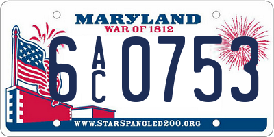 MD license plate 6AC0753
