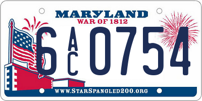 MD license plate 6AC0754