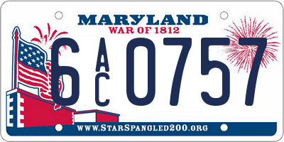 MD license plate 6AC0757
