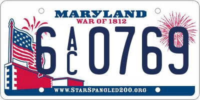MD license plate 6AC0769