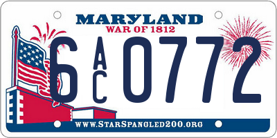MD license plate 6AC0772