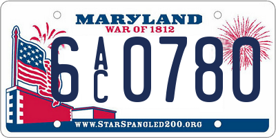 MD license plate 6AC0780